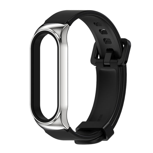 For Xiaomi Mi Band 3/4/5/6 Mijobs CS Silicone Waterproof Watch Band(Black+Silver) - Watch Bands by MIJOBS | Online Shopping UK | buy2fix