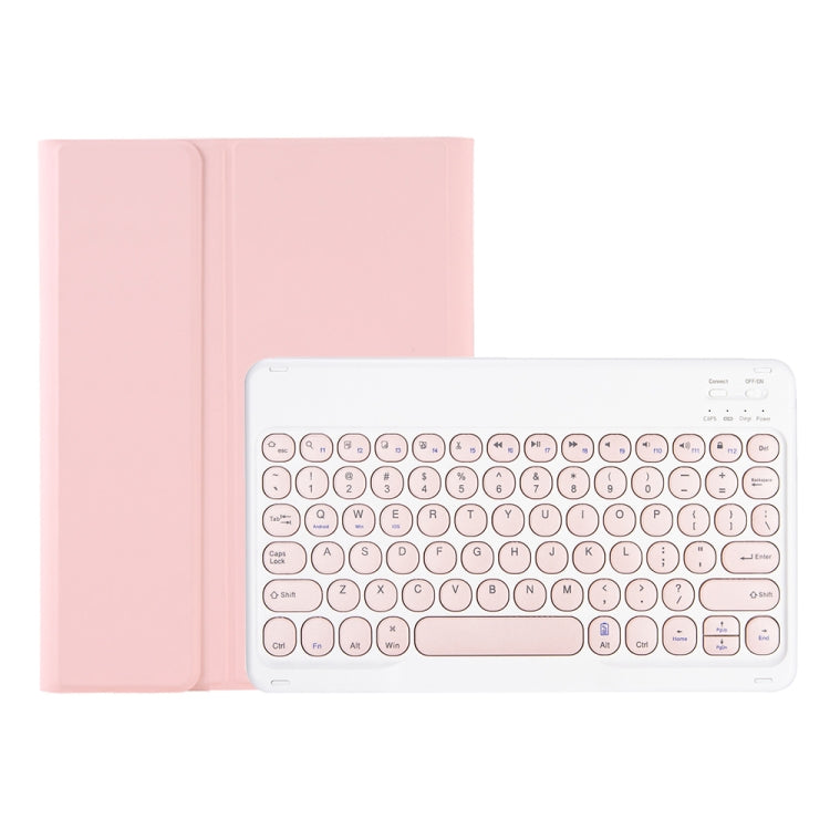 YA08B Candy Color Skin Feel Texture Round Keycap Bluetooth Keyboard Leather Case For Samsung Galaxy Tab A8 10.5 2021 SM-X200 / SM-X205(Pink) - Samsung Keyboard by buy2fix | Online Shopping UK | buy2fix