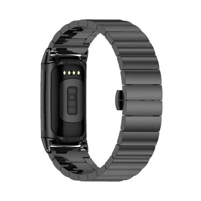 For Fitbit Charge5 Mijobs Bamboo Stainless Steel Metal Watch Band(Black) - Watch Bands by MIJOBS | Online Shopping UK | buy2fix