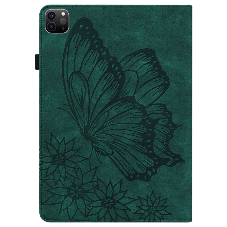 For iPad Pro 11 2022 / 2021 / 2020 / Air 2020 10.9 / 11 2024 Big Butterfly Embossed Smart Leather Tablet Case(Green) - iPad Pro 11 (2022/2021) Cases by buy2fix | Online Shopping UK | buy2fix