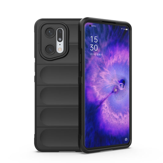 For OPPO Find X5 Pro Magic Shield TPU + Flannel Phone Case(Black) - OPPO Cases by buy2fix | Online Shopping UK | buy2fix