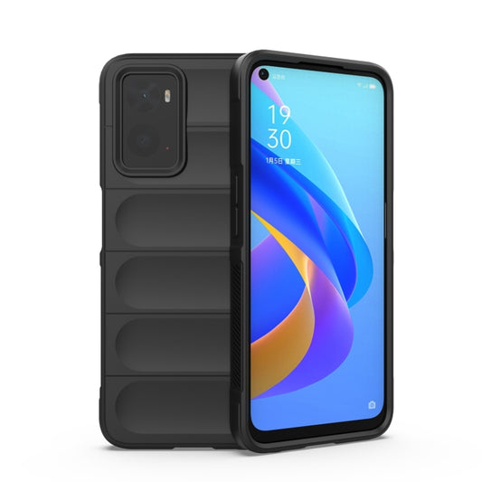 For OPPO A36 4G/A76 4G/Realme 9i Magic Shield TPU + Flannel Phone Case(Black) - OPPO Cases by buy2fix | Online Shopping UK | buy2fix