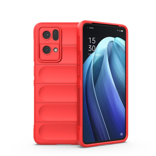 For OPPO Reno7 Pro 5G Magic Shield TPU + Flannel Phone Case(Red) - OPPO Cases by buy2fix | Online Shopping UK | buy2fix