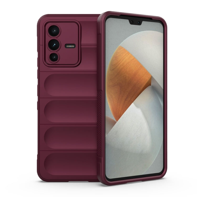 For vivo S12 Magic Shield TPU + Flannel Phone Case(Wine Red) - vivo Cases by buy2fix | Online Shopping UK | buy2fix