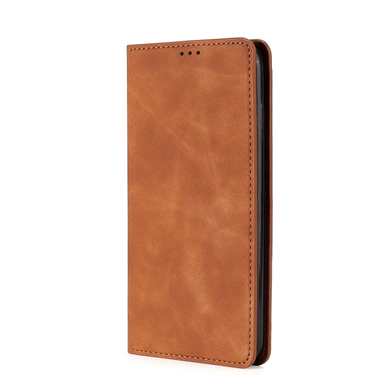 For Blackview A55 Pro Skin Feel Magnetic Horizontal Flip Leather Phone Case(Light Brown) - More Brand by buy2fix | Online Shopping UK | buy2fix