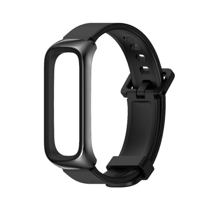 For Samsung Galaxy Fit 2 MIJOBS Metal Case Silicone Watch Band(Black) - Watch Bands by MIJOBS | Online Shopping UK | buy2fix