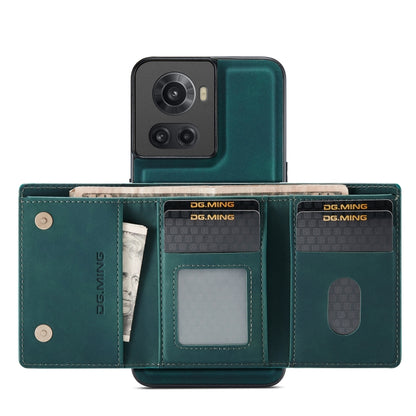 For OnePlus Ace/10R DG.MING M1 Series 3-Fold Multi Card Wallet + Magnetic Phone Case(Green) - OnePlus Cases by DG.MING | Online Shopping UK | buy2fix