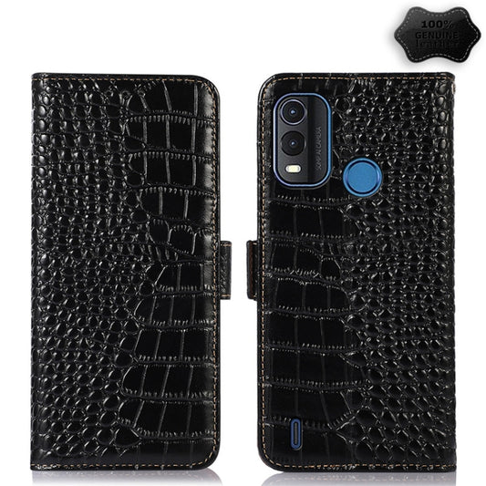 For Nokia G11 Plus Crocodile Top Layer Cowhide Leather Phone Case(Black) - Nokia Cases by buy2fix | Online Shopping UK | buy2fix