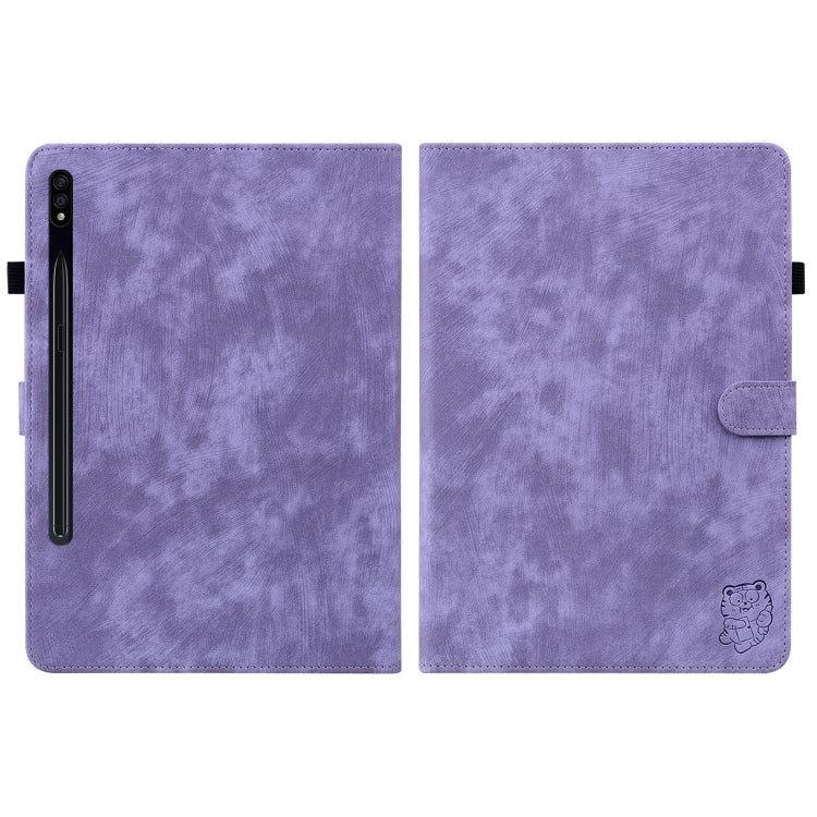 For Samsung Galaxy Tab S9+ Tiger Pattern Flip Leather Tablet Case(Purple) - Galaxy Tab S9+ Cases by buy2fix | Online Shopping UK | buy2fix