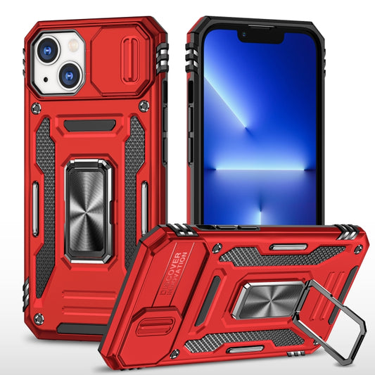 For iPhone 13 Armor PC + TPU Camera Shield Phone Case(Red) - iPhone 13 Cases by buy2fix | Online Shopping UK | buy2fix