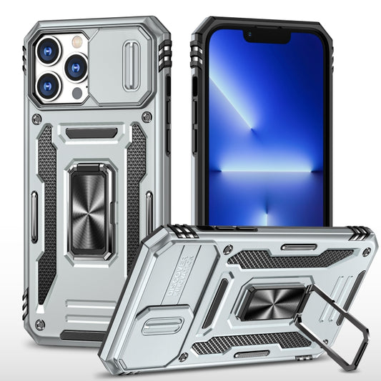 For iPhone 13 Pro Max Armor PC + TPU Camera Shield Phone Case (Grey) - iPhone 13 Pro Max Cases by buy2fix | Online Shopping UK | buy2fix