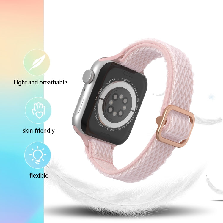 Wave Small Waist Nylon Watch Band For Apple Watch Ultra 49mm&Watch Ultra 2 49mm / Series 9&8&7 45mm / SE 3&SE 2&6&SE&5&4 44mm / 3&2&1 42mm(Pink) - Watch Bands by buy2fix | Online Shopping UK | buy2fix