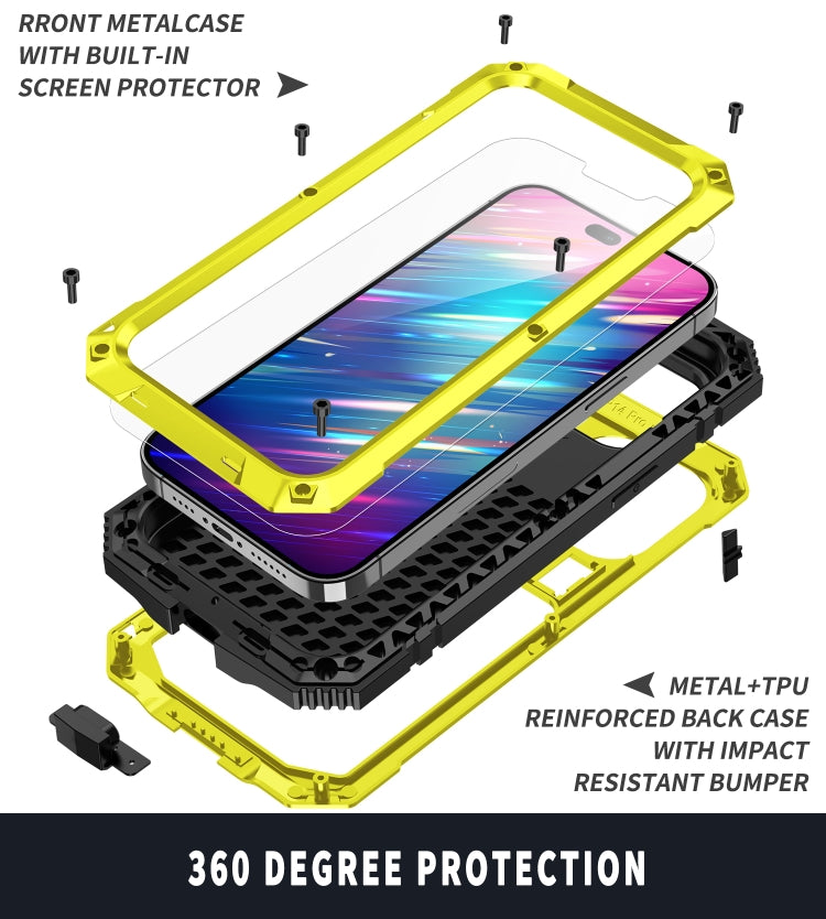 For iPhone 14 Pro Max R-JUST Shockproof Waterproof Dust-proof Case with Holder (Yellow) - iPhone 14 Pro Max Cases by R-JUST | Online Shopping UK | buy2fix