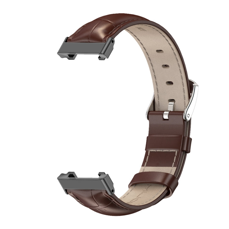 For Xiaomi Mi Band 7 Pro Mijobs Genuine Leather Top Layer Cowhide Watch Band(Bamboo Coffee Black) - Watch Bands by MIJOBS | Online Shopping UK | buy2fix