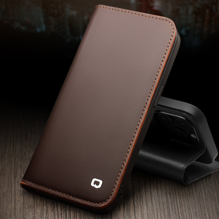 For iPhone 14 Pro Max QIALINO Business Horizontal Flip PU Phone Case (Brown) - iPhone 14 Pro Max Cases by QIALINO | Online Shopping UK | buy2fix