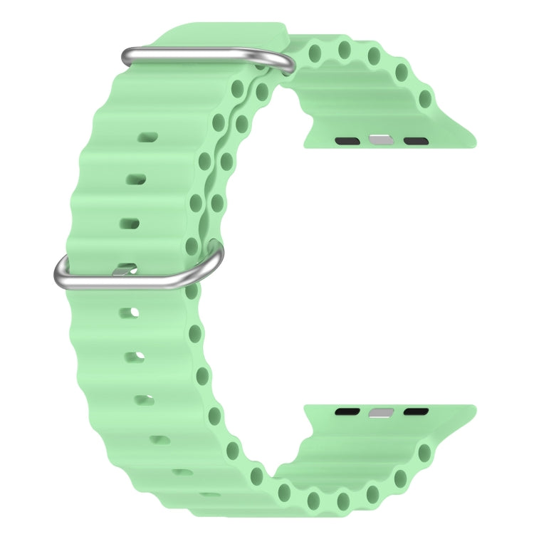 Ocean Silicone Watch Band For Apple Watch Ultra 49mm / Series 8&7 45mm / SE 2&6&SE&5&4 44mm (Light Green) - Watch Bands by buy2fix | Online Shopping UK | buy2fix