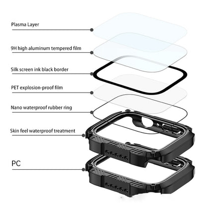 Screen Tempered Glass Film Armor Waterproof Watch Case For Apple Watch Series 8&7 45mm(Black) - Watch Cases by buy2fix | Online Shopping UK | buy2fix