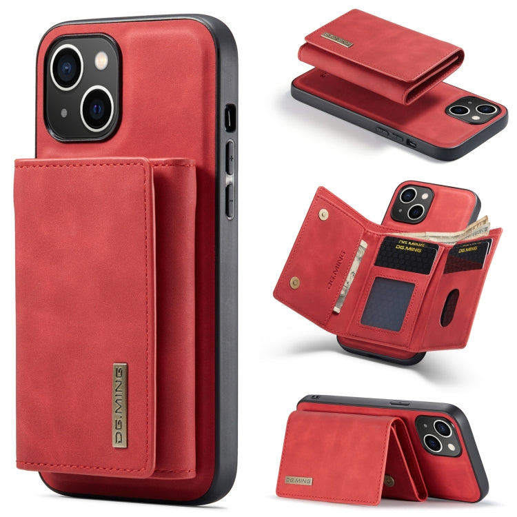 For iPhone 14 Plus DG.MING M1 Series 3-Fold Multi Card Wallet Leather Case(Red) - iPhone 14 Plus Cases by DG.MING | Online Shopping UK | buy2fix