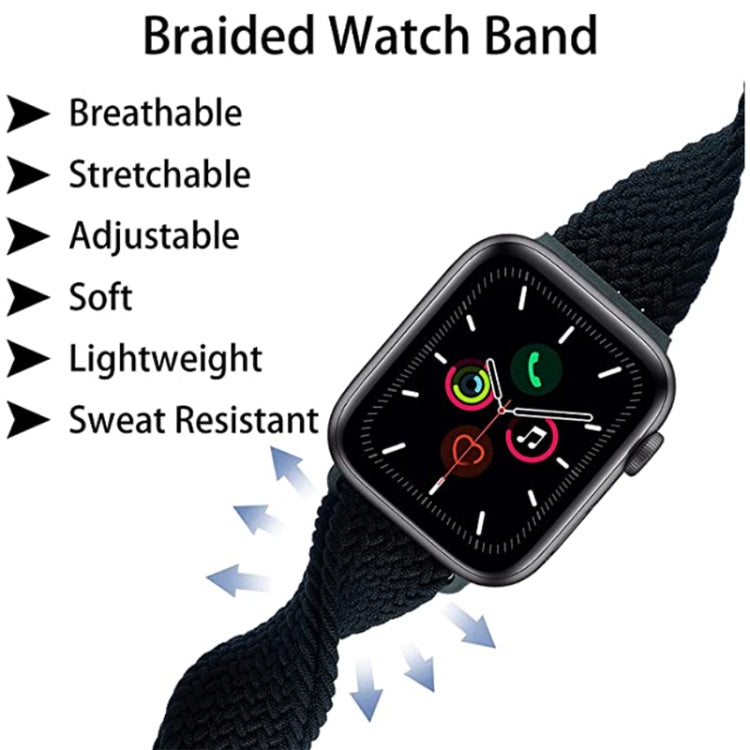 Buckle Nylon Braided Watch Band For Apple Watch Series 8&7 41mm / SE 2&6&SE&5&4 40mm / 3&2&1 38mm(Charcoal) - Watch Bands by buy2fix | Online Shopping UK | buy2fix