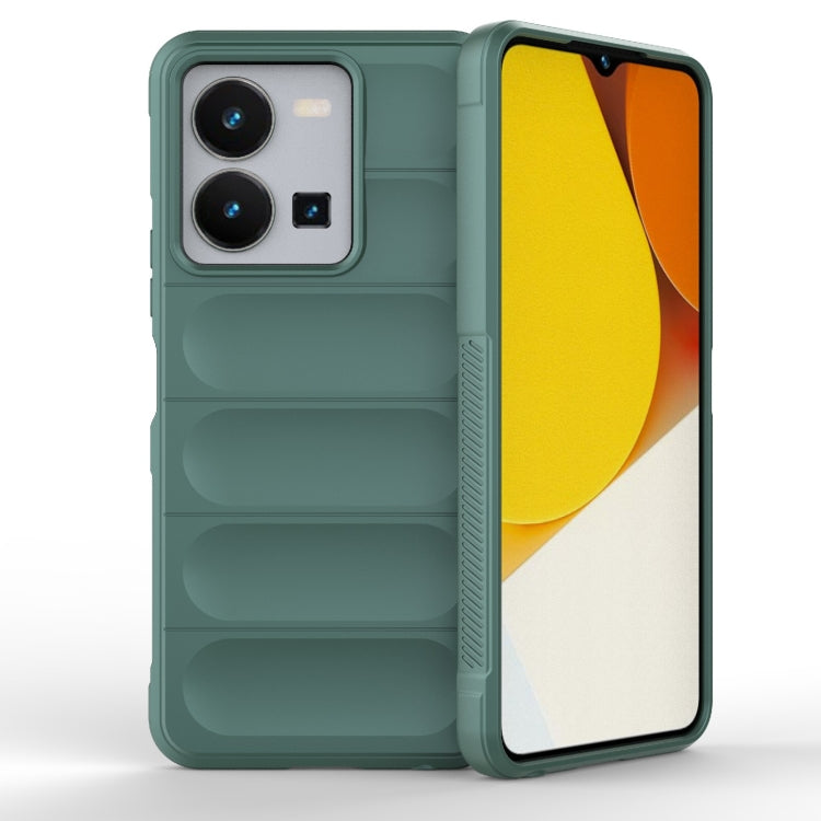 For vivo Y35 4G Global Magic Shield TPU + Flannel Phone Case(Dark Green) - vivo Cases by buy2fix | Online Shopping UK | buy2fix