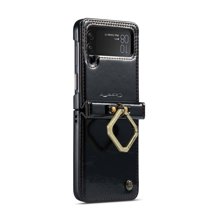 For Samsung Galaxy Z Flip4 CaseMe 003 Crazy Horse Texture Leather Phone Case with Lanyard(Black) - Galaxy Z Flip4 5G Cases by CaseMe | Online Shopping UK | buy2fix