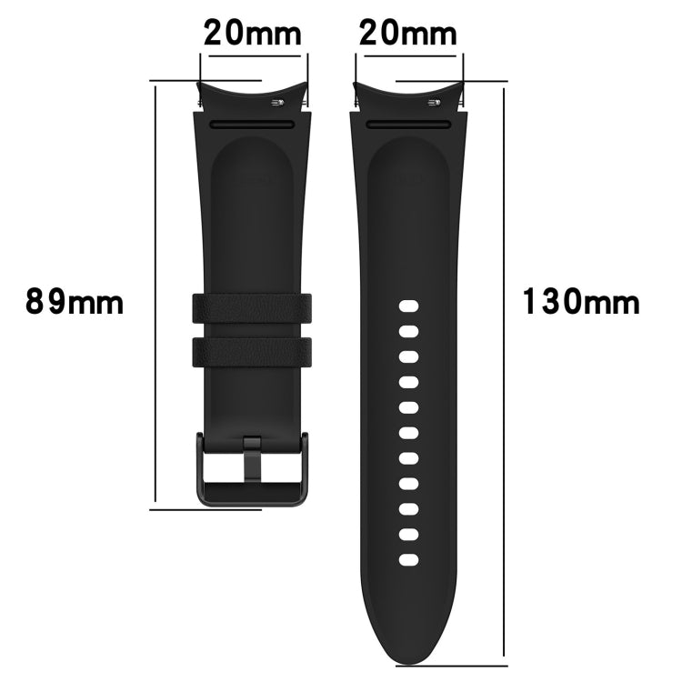 For Samsung Galaxy Watch5 44mm / 40mm Silicone Leather Black Buckle Watch Band, Size:L(Green) - Watch Bands by buy2fix | Online Shopping UK | buy2fix