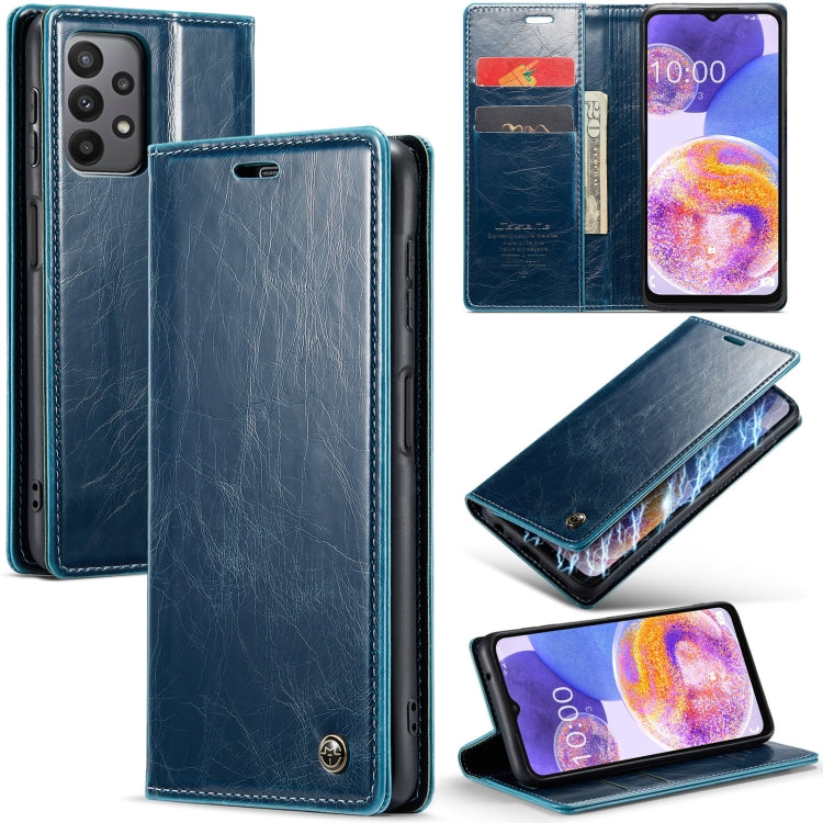 For Samsung Galaxy A23 / M23 CaseMe 003 Crazy Horse Texture Leather Phone Case(Blue) - Galaxy Phone Cases by CaseMe | Online Shopping UK | buy2fix