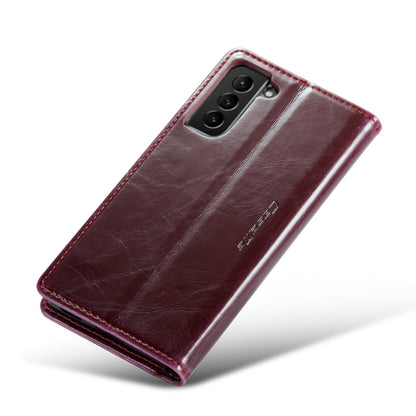 For Samsung Galaxy S22+ 5G CaseMe 003 Crazy Horse Texture Leather Phone Case(Wine Red) - Galaxy S22+ 5G Cases by CaseMe | Online Shopping UK | buy2fix