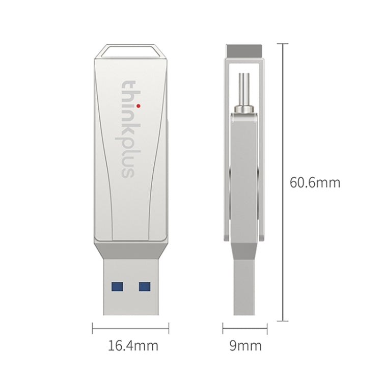 Lenovo Thinkplus MU252 USB 3.1 + USB-C / Type-C Flash Drive, Memory:64GB (Silver) - USB Flash Drives by Lenovo | Online Shopping UK | buy2fix