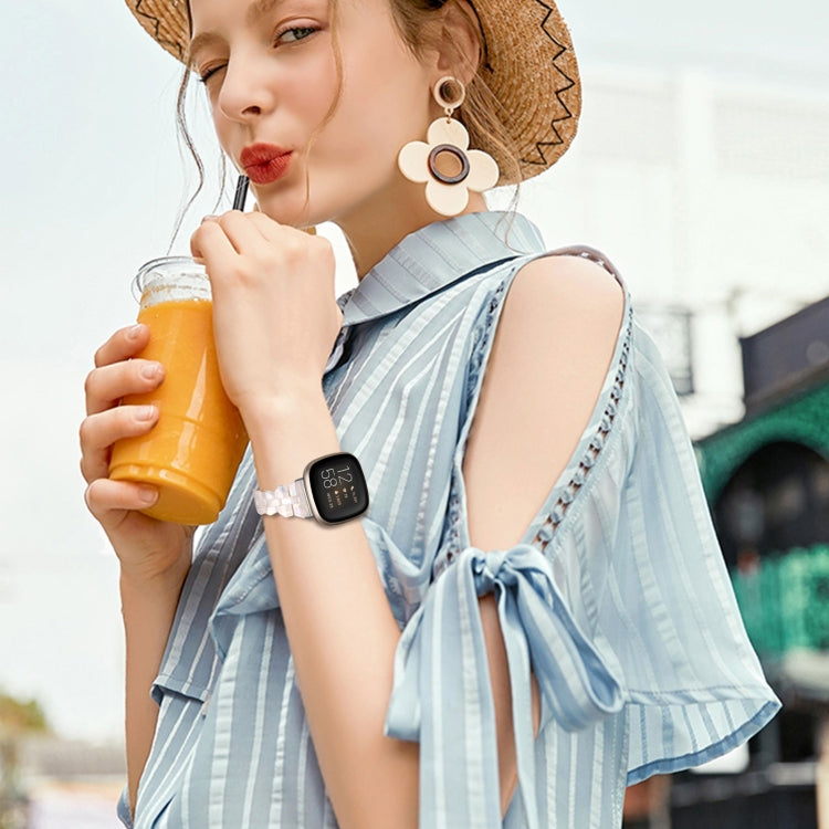 For Fitbit Versa 3 / Sense Universal Rhombus Resin Watch Band(Shell White) - Watch Bands by buy2fix | Online Shopping UK | buy2fix