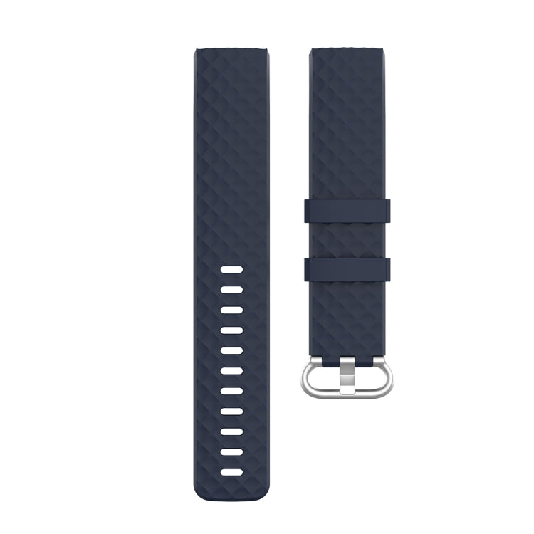 18mm Silver Color Buckle TPU Wrist Strap Watch Band for Fitbit Charge 4 / Charge 3 / Charge 3 SE, Size: L(Navy Blue) - Watch Bands by buy2fix | Online Shopping UK | buy2fix