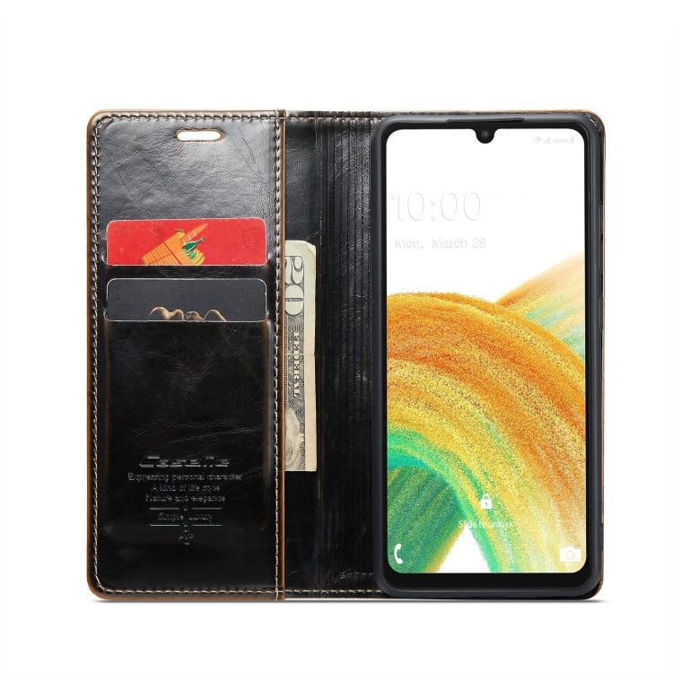 For Samsung Galaxy A33 5G CaseMe 003 Crazy Horse Texture Leather Phone Case(Coffee) - Galaxy Phone Cases by CaseMe | Online Shopping UK | buy2fix