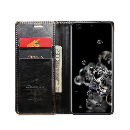 For Samsung Galaxy S20 Ultra CaseMe 003 Crazy Horse Texture Leather Phone Case(Coffee) - Galaxy Phone Cases by CaseMe | Online Shopping UK | buy2fix