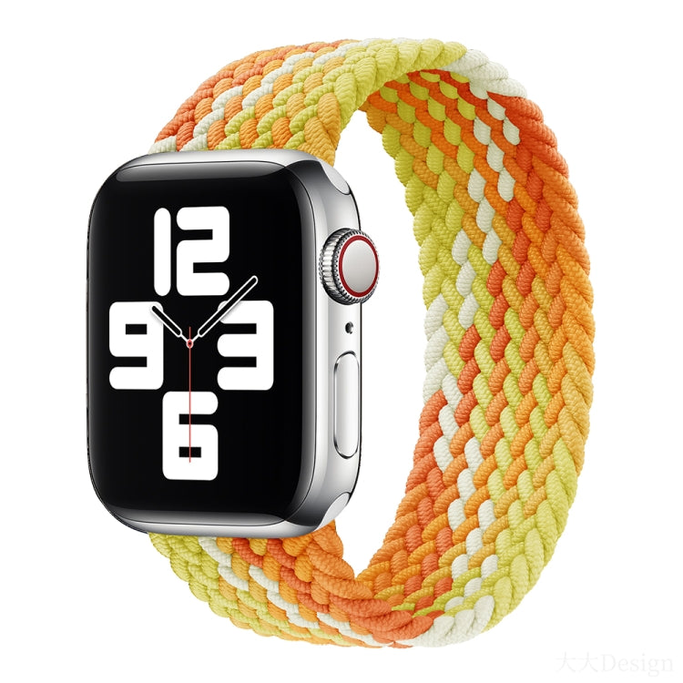 Nylon Single-turn Braided Watch Band For Apple Watch Ultra 49mm&Watch Ultra 2 49mm / Series 9&8&7 45mm / SE 3&SE 2&6&SE&5&4 44mm / 3&2&1 42mm, Length:135mm(Yellow Orange) - Watch Bands by buy2fix | Online Shopping UK | buy2fix