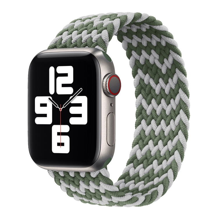 Nylon Single-turn Braided Watch Band For Apple Watch Ultra 49mm&Watch Ultra 2 49mm / Series 9&8&7 45mm / SE 3&SE 2&6&SE&5&4 44mm / 3&2&1 42mm, Length:135mm(W Green Grey) - Watch Bands by buy2fix | Online Shopping UK | buy2fix