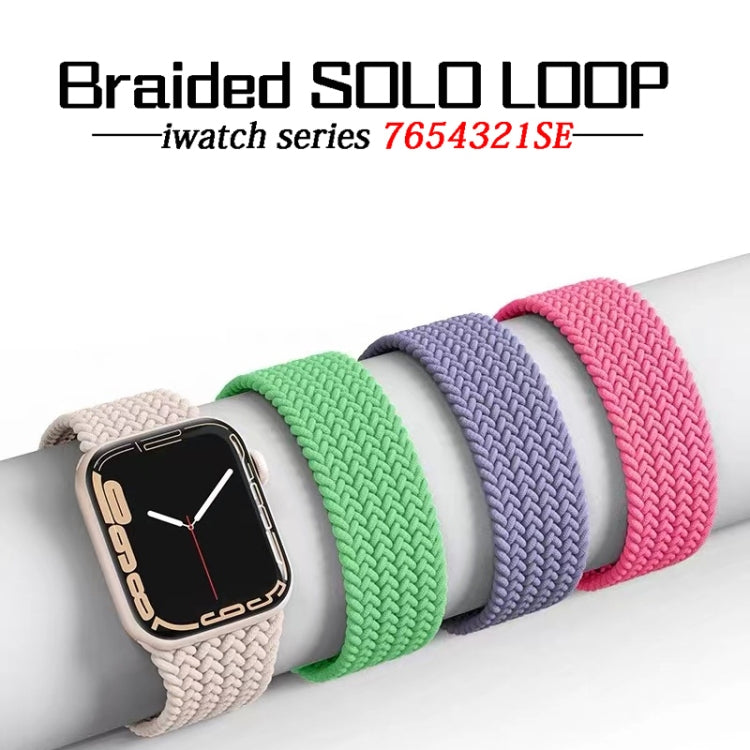 Nylon Single-turn Braided Watch Band For Apple Watch Ultra 49mm / Series 8&7 45mm / SE 2&6&SE&5&4 44mm / 3&2&1 42mm, Length:135mm(Fresh Pink) - Watch Bands by buy2fix | Online Shopping UK | buy2fix