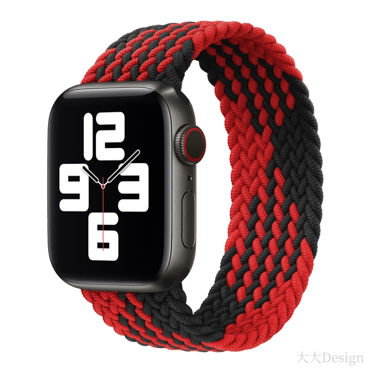 Nylon Single-turn Braided Watch Band For Apple Watch Ultra 49mm / Series 8&7 45mm / SE 2&6&SE&5&4 44mm / 3&2&1 42mm, Length:155mm(Z Black Red) - Watch Bands by buy2fix | Online Shopping UK | buy2fix