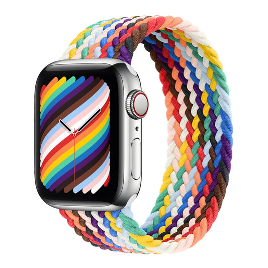 Nylon Single-turn Braided Watch Band For Apple Watch Ultra 49mm / Series 8&7 45mm / SE 2&6&SE&5&4 44mm / 3&2&1 42mm, Length:165mm (Rainbow) - Watch Bands by buy2fix | Online Shopping UK | buy2fix