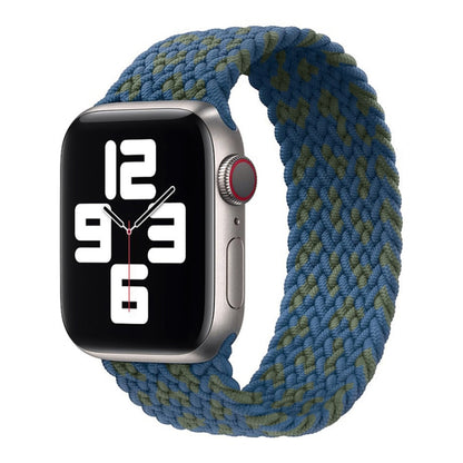 Nylon Single-turn Braided Watch Band For Apple Watch Ultra 49mm / Series 8&7 45mm / SE 2&6&SE&5&4 44mm / 3&2&1 42mm, Length:165mm(Blue Green) - Watch Bands by buy2fix | Online Shopping UK | buy2fix