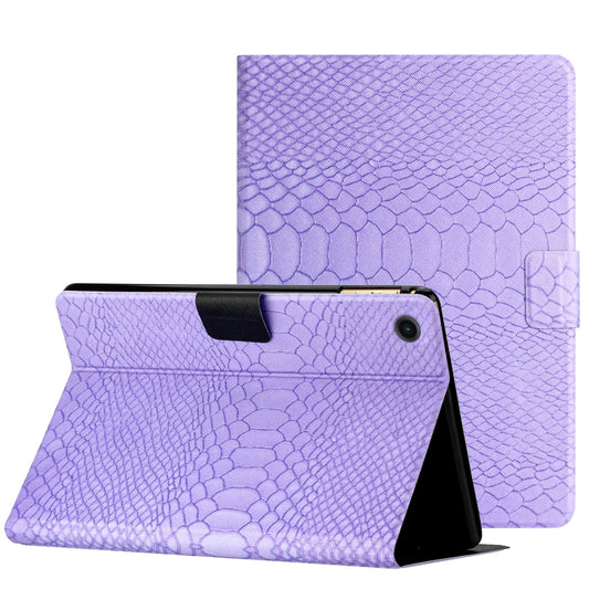 For Samsung Galaxy Tab A8 Solid Color Crocodile Texture Leather Smart Tablet Case(Purple) - Other Galaxy Tab PC by buy2fix | Online Shopping UK | buy2fix