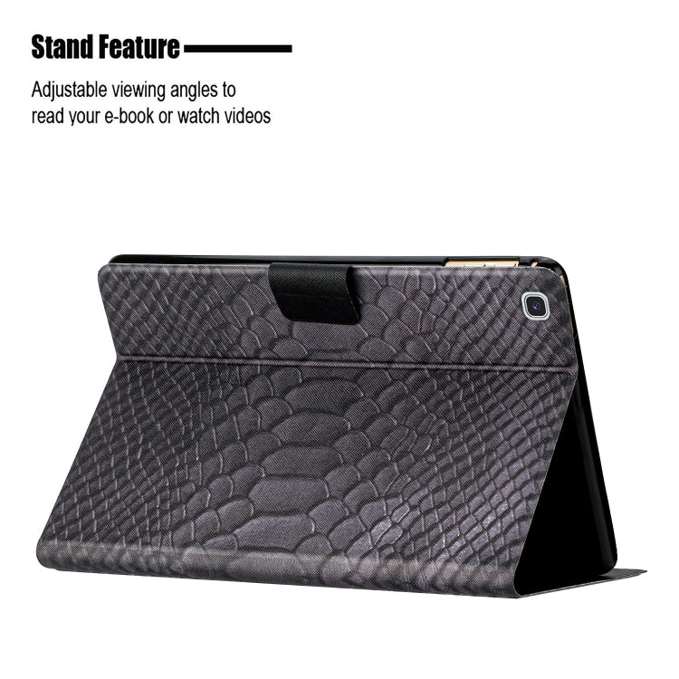 For Samsung Galaxy Tab S6 Lite Solid Color Crocodile Texture Leather Smart Tablet Case(Black) - Tab S6 Lite P610 / P615 by buy2fix | Online Shopping UK | buy2fix