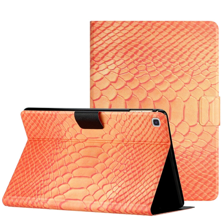 For Samsung Galaxy Tab S6 Lite Solid Color Crocodile Texture Leather Smart Tablet Case(Orange) - Tab S6 Lite P610 / P615 by buy2fix | Online Shopping UK | buy2fix