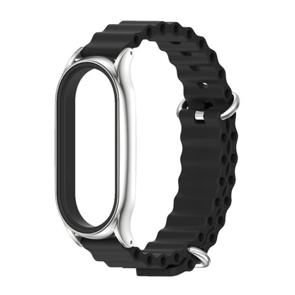 For Xiaomi Mi Band 6 / 5 / 4 / 3 MIJOBS PLUS Marine Silicone Breathable Watch Band(Black Silver) - Watch Bands by MIJOBS | Online Shopping UK | buy2fix