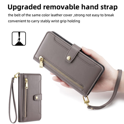 For Ulefone Note 12P Sheep Texture Cross-body Zipper Wallet Leather Phone Case(Grey) - Ulefone Cases by buy2fix | Online Shopping UK | buy2fix