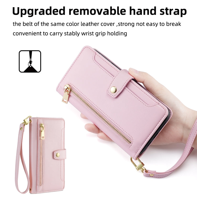 For Ulefone Note 12P Sheep Texture Cross-body Zipper Wallet Leather Phone Case(Pink) - Ulefone Cases by buy2fix | Online Shopping UK | buy2fix