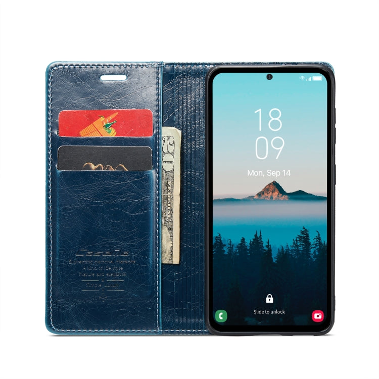 For Samsung Galaxy A54 5G CaseMe 003 Crazy Horse Texture Leather Phone Case(Blue) - Galaxy Phone Cases by CaseMe | Online Shopping UK | buy2fix