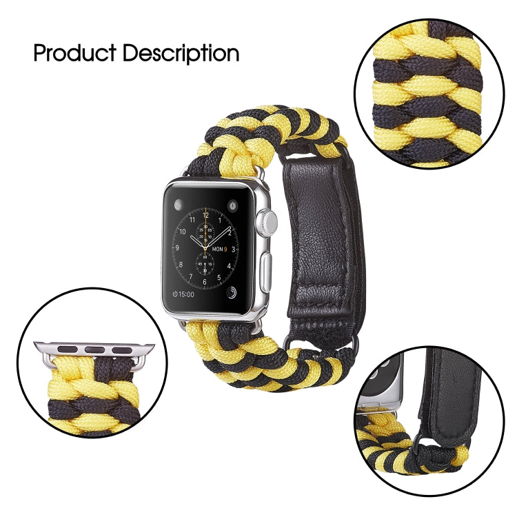 Paracord Plain Weave Hook And Loop Fastener Nylon Watch Band For Apple Watch Ultra 49mm&Watch Ultra 2 49mm / Series 9&8&7 45mm / SE 3&SE 2&6&SE&5&4 44mm / 3&2&1 42mm(Yellow) - Watch Bands by buy2fix | Online Shopping UK | buy2fix