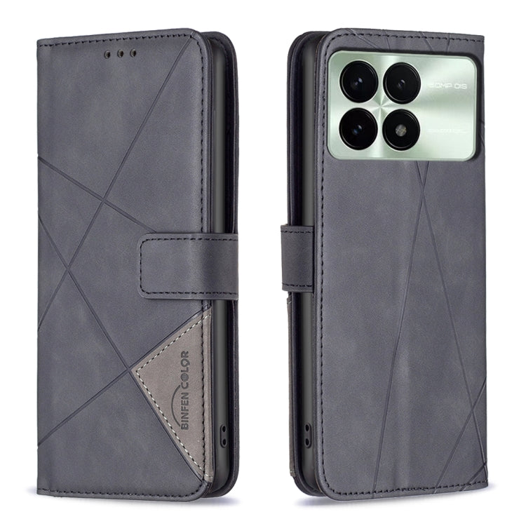 For Xiaomi Redmi K70 / K70 Pro Magnetic Buckle Rhombus Texture Leather Phone Case(Black) - K70 Pro Cases by buy2fix | Online Shopping UK | buy2fix