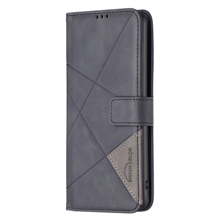 For Xiaomi Redmi K70 / K70 Pro Magnetic Buckle Rhombus Texture Leather Phone Case(Black) - K70 Pro Cases by buy2fix | Online Shopping UK | buy2fix