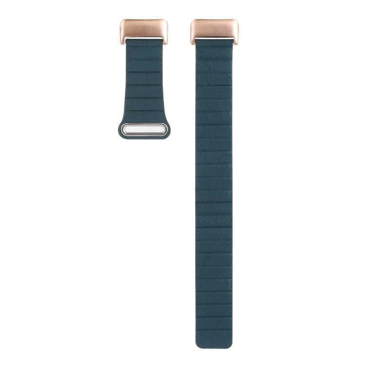 For Fitbit Charge 5 Magnetic Loop Leather Watch Band(Pine Green) - Watch Bands by buy2fix | Online Shopping UK | buy2fix